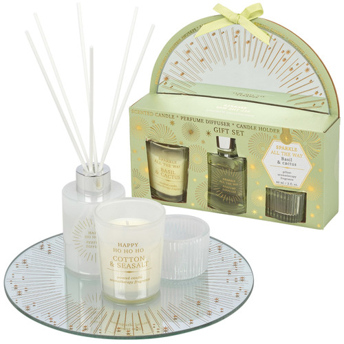 60ml Reed Diffuser & Scented Candle Set with Mirror Plate