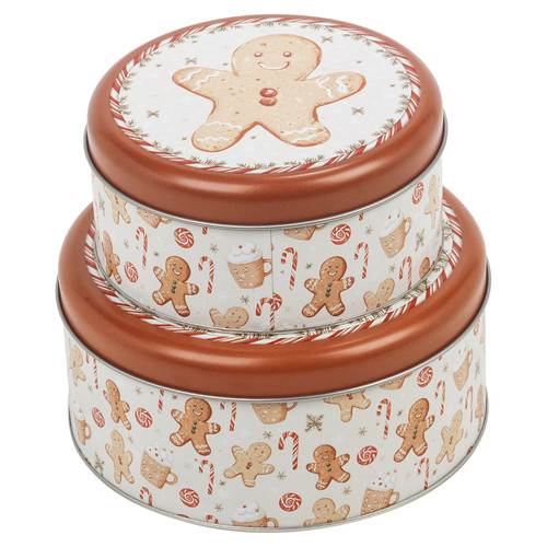 Gingerbread Man Storage Tins Set of 2