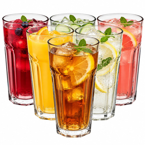 475ml Tall Panelled Highball Glasses Set of 6
