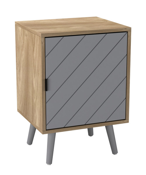 Oak 1-Door Wooden Bedside Cabinet Side Table