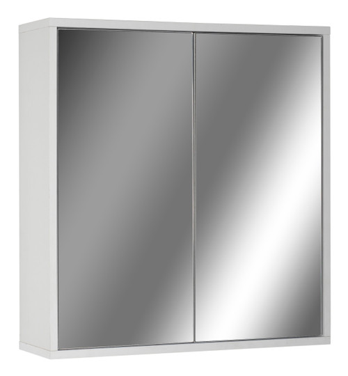 White 2-Door Wall Mounted Bathroom Mirror Cabinet