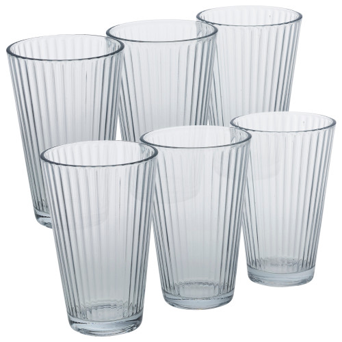 Set Of 6 Lined Drinking Glasses 300ml