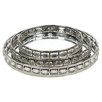 Round Silver Mirror Tray