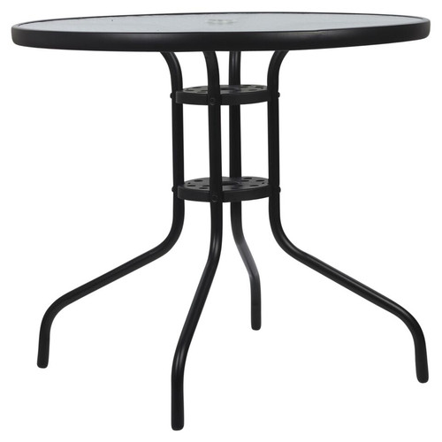 Outdoor Patio Metal & Glass Round Table