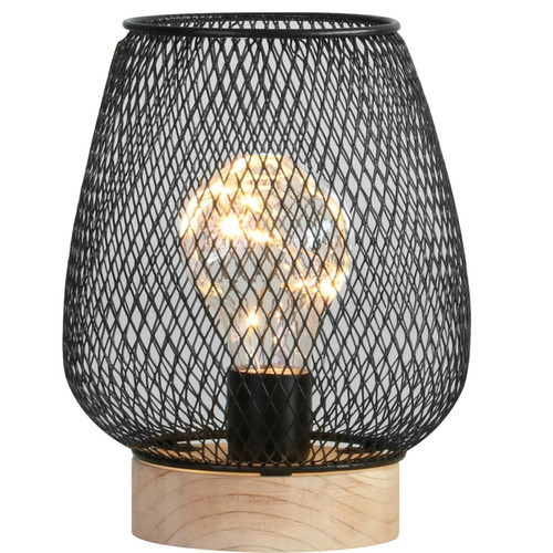 Conical Metal Table Lamp Wood Base with 8 LED