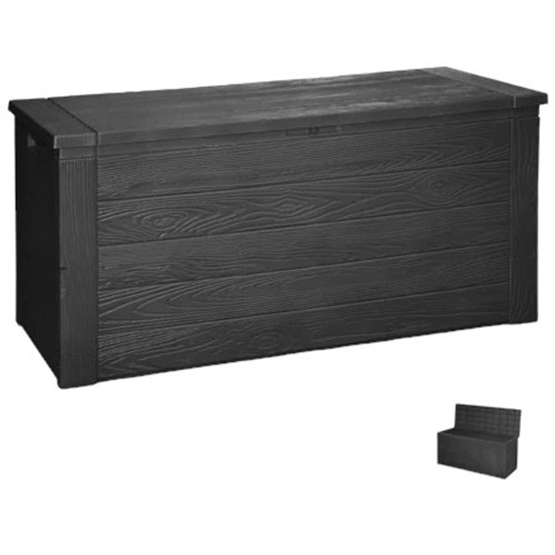 300L Outdoor Storage Box - Black Wood Effect