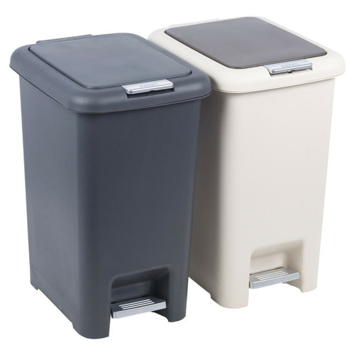 2-Pc 6.5L Garbage Bins with Easy Open Pedals