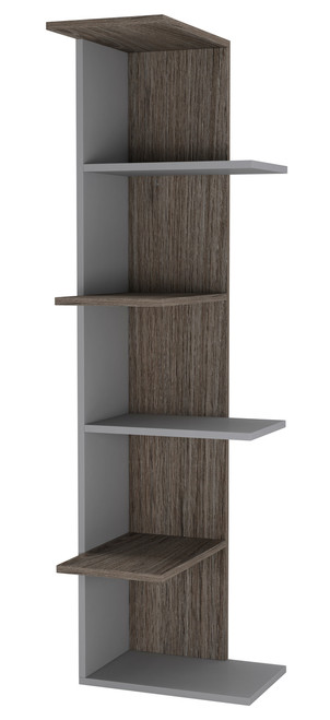 Grey & Oak 5-Tier Corner Bookcase & Shelving Unit
