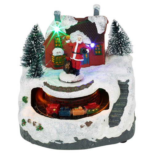 LED Christmas Village Scene Moving Train