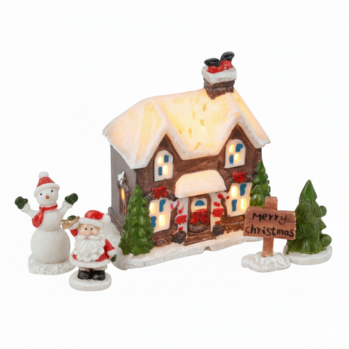 Mini LED Christmas Village Shops Winter Scene