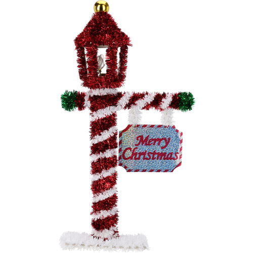 Christmas Coloured Tinsel Lamp Post with LED