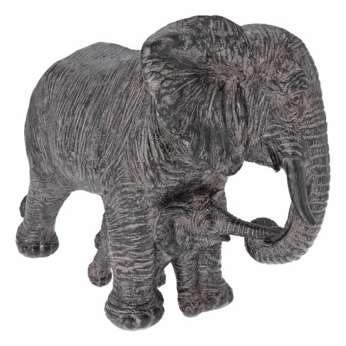 28cm  Elephant & Baby Resin Sculpture