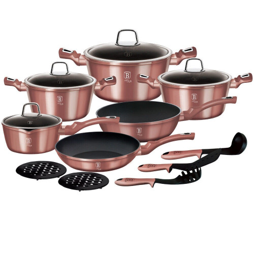 Berlinger Haus 15 Pc Rose Aluminium Cookware Set