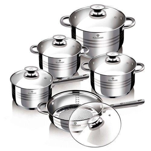 Blaumann Gourmet 10Pc Silver Stainless Steel Cookware Set