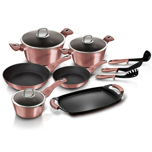 Berlinger Haus 12 Pc Rose Cookware Set With Grill