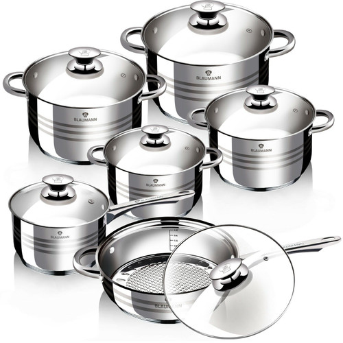 Blaumann 12Pc Gourmet Stainless Steel Cookware Set