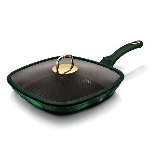 Berlinger Haus 28cm Square Emerald with Lid Grill Frying Pan