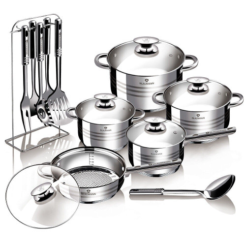Blauman Gourmet 17 Pc Stainless Steel Cookware Set