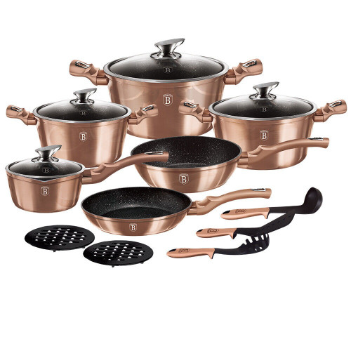 Berlinger Haus 15 Pc Rose Gold Aluminium Cookware Set