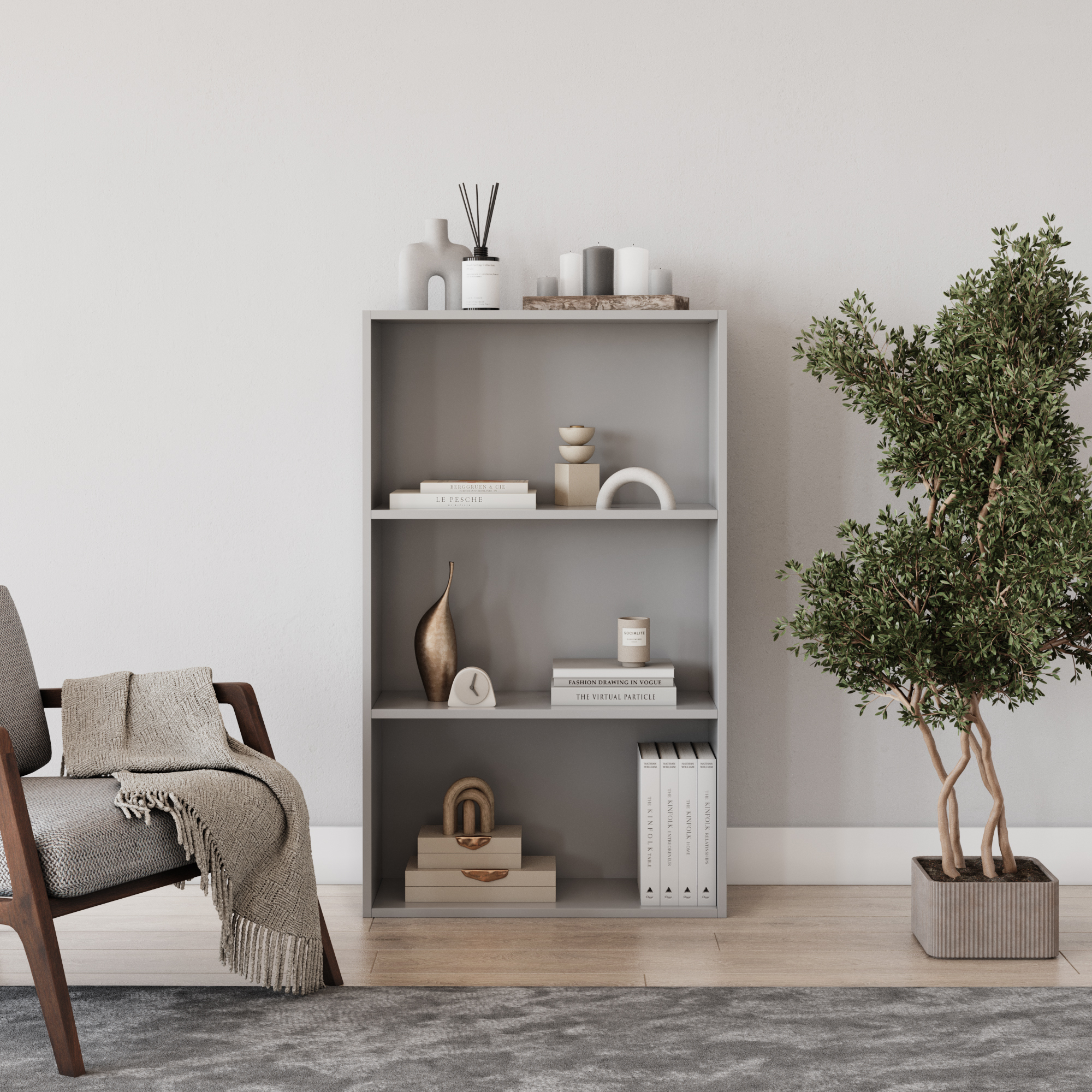 3-Tier Shelf Wooden Bookcase