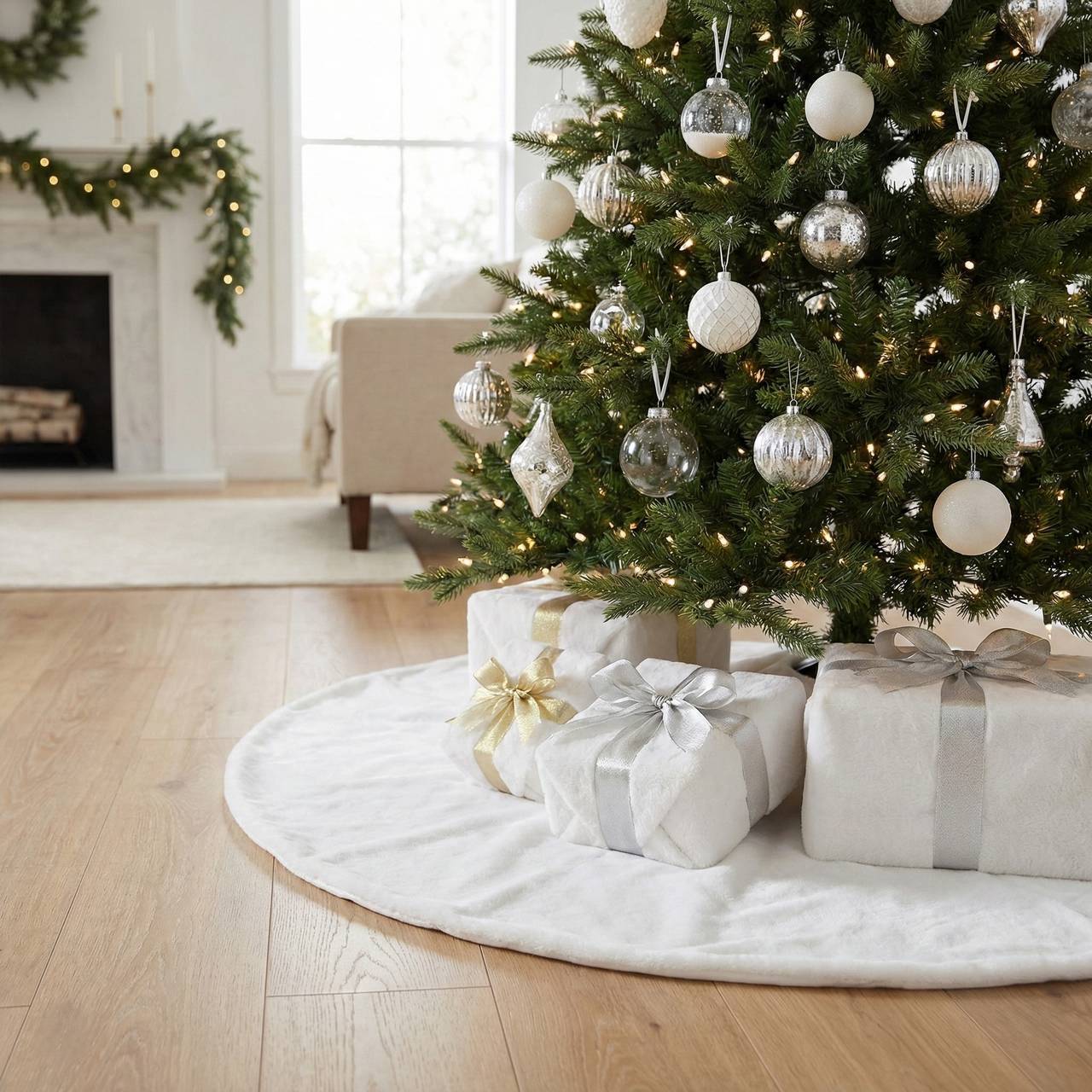 120cm Santa & Reindeer Christmas Tree Skirt