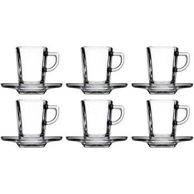 Set of 6 Pasabahce Espresso Cup & Saucer Set
