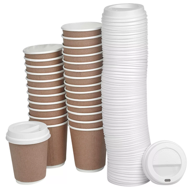 8oz Plastic Coffee Cup Lids with Sip-Through Feature – White