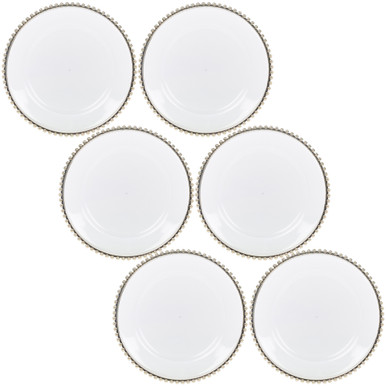 Rim Clear Charger Plates with Metallic Beaded Rim