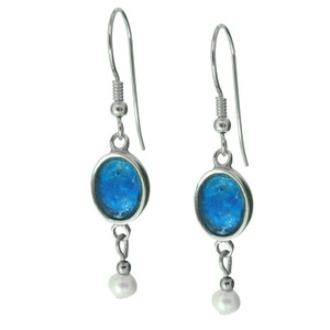 Roman Glass and Pearl Drop Earrings Roman Glass and Pearl Drop Earrings