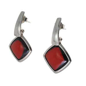 Faceted Red Amber Drop Earrings Faceted Red Amber Drop Earrings