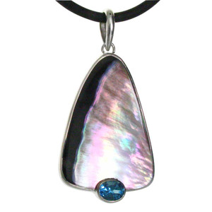 Penguin Shell and Blue Topaz Pendant-1 Penguin Shell and Blue Topaz Pendant-1
