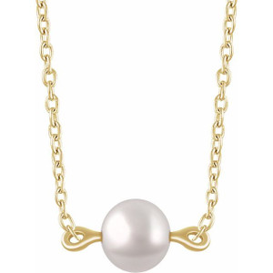 14K Yellow Cultured White Freshwater Pearl 16-18" Necklace 14K Yellow Cultured White Freshwater Pearl 16-18" Necklace