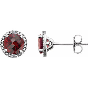 Sterling Silver Natural Mozambique Garnet & .01 CTW Natural Diamond Earrings Sterling Silver Natural Mozambique Garnet & .01 CTW Natural Diamond Earrings
