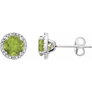 Sterling Silver Natural Peridot & .01 CTW Natural Diamond Earrings Sterling Silver Natural Peridot & .01 CTW Natural Diamond Earrings