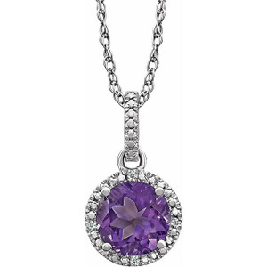 Sterling Silver Natural Amethyst & .01 CTW Natural Diamond 18" Necklace Sterling Silver Natural Amethyst & .01 CTW Natural Diamond 18" Necklace