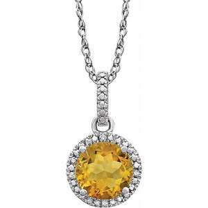 Sterling Silver Natural Citrine & .01 CTW Natural Diamond 18" Necklace Sterling Silver Natural Citrine & .01 CTW Natural Diamond 18" Necklace