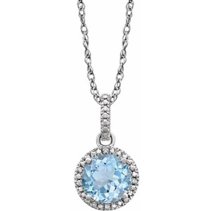 Sterling Silver Natural Sky Blue Topaz & .01 CTW Natural Diamond 18" Necklace Sterling Silver Natural Sky Blue Topaz & .01 CTW Natural Diamond 18" Necklace
