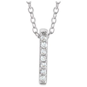 14K White .05 CTW Natural Diamond Bar 16-18" Necklace 14K White .05 CTW Natural Diamond Bar 16-18" Necklace