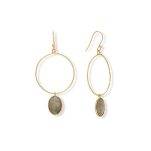 14 Karat Gold Plated Open Circle Labradorite Earrings 14 Karat Gold Plated Open Circle Labradorite Earrings