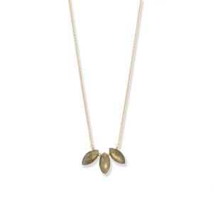 16 + 1 + 1 14 Karat Gold Plated Marquise Labradorite Necklace 16 + 1 + 1 14 Karat Gold Plated Marquise Labradorite Necklace