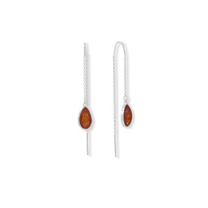 Pear Baltic Amber Threader Earrings Pear Baltic Amber Threader Earrings