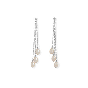 Cultured Freshwater Pearls Chain Drop Earrings Cultured Freshwater Pearls Chain Drop Earrings