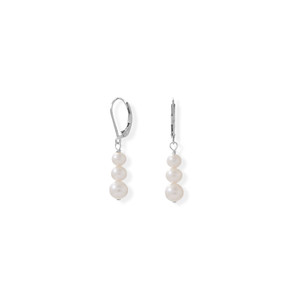 Stacked Cultured Freshwater Pearl Lever Earrings Stacked Cultured Freshwater Pearl Lever Earrings