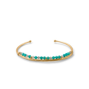 14 Karat Gold Plated Amazonite and Labradorite Cuff 14 Karat Gold Plated Amazonite and Labradorite Cuff