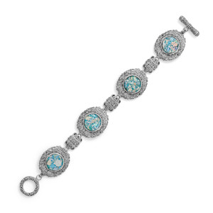 7.5 Ornate Roman Glass Toggle Bracelet 7.5 Ornate Roman Glass Toggle Bracelet