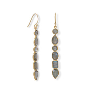 14 Karat Gold Plated Multi Shape Labradorite Earrings 14 Karat Gold Plated Multi Shape Labradorite Earrings
