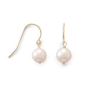 14 Karat Gold 7mm Cultured Akoya Pearl French Wire Earrings 14 Karat Gold 7mm Cultured Akoya Pearl French Wire Earrings