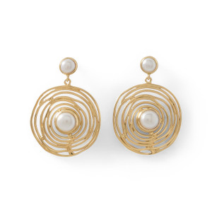 14 Karat Gold Plated Brass Cultured Freshwater Pearl Fashion Earrings 14 Karat Gold Plated Brass Cultured Freshwater Pearl Fashion Earrings