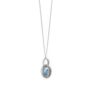 Oxidized Double Oval Link Ancient Roman Glass Necklace Oxidized Double Oval Link Ancient Roman Glass Necklace