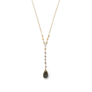 14 Karat Gold Plated Labradorite Drop Necklace 14 Karat Gold Plated Labradorite Drop Necklace